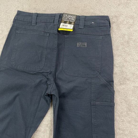 NEW Colorado Clothing Mens 32x3 Canvas Work Pants Blue Durable Stretch Fabric - Picture 7 of 9
